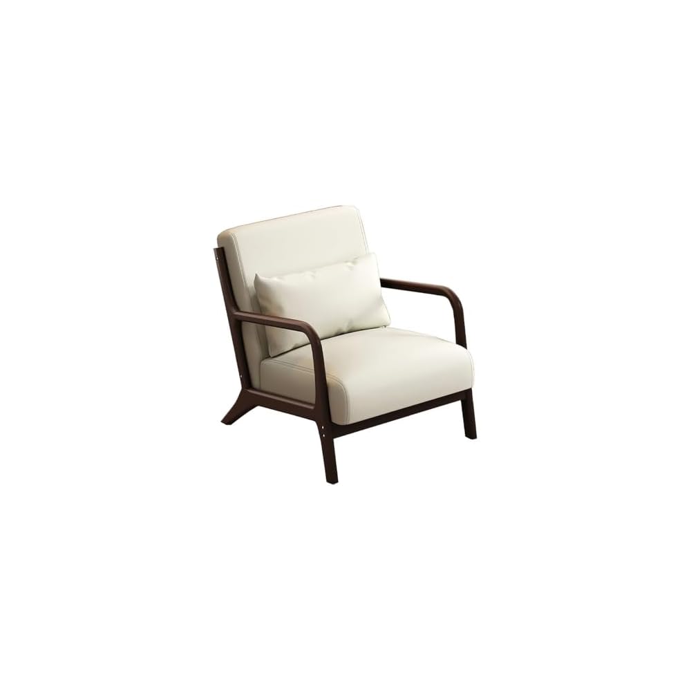 Mid Century Modern Accent Chair Green Walnut Ruberwood Frame PU Leather Lounge Cigar Chair Ergonomic Oversized Seat Single American Style Reading Armchair Comfy Lazy Sofa Chair For Living Room Bedroom