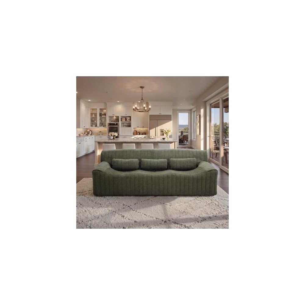 HNY 81.5“ Boneless Sofa Couch, Modern 3-Seater Sofa with Deep Seat, Green