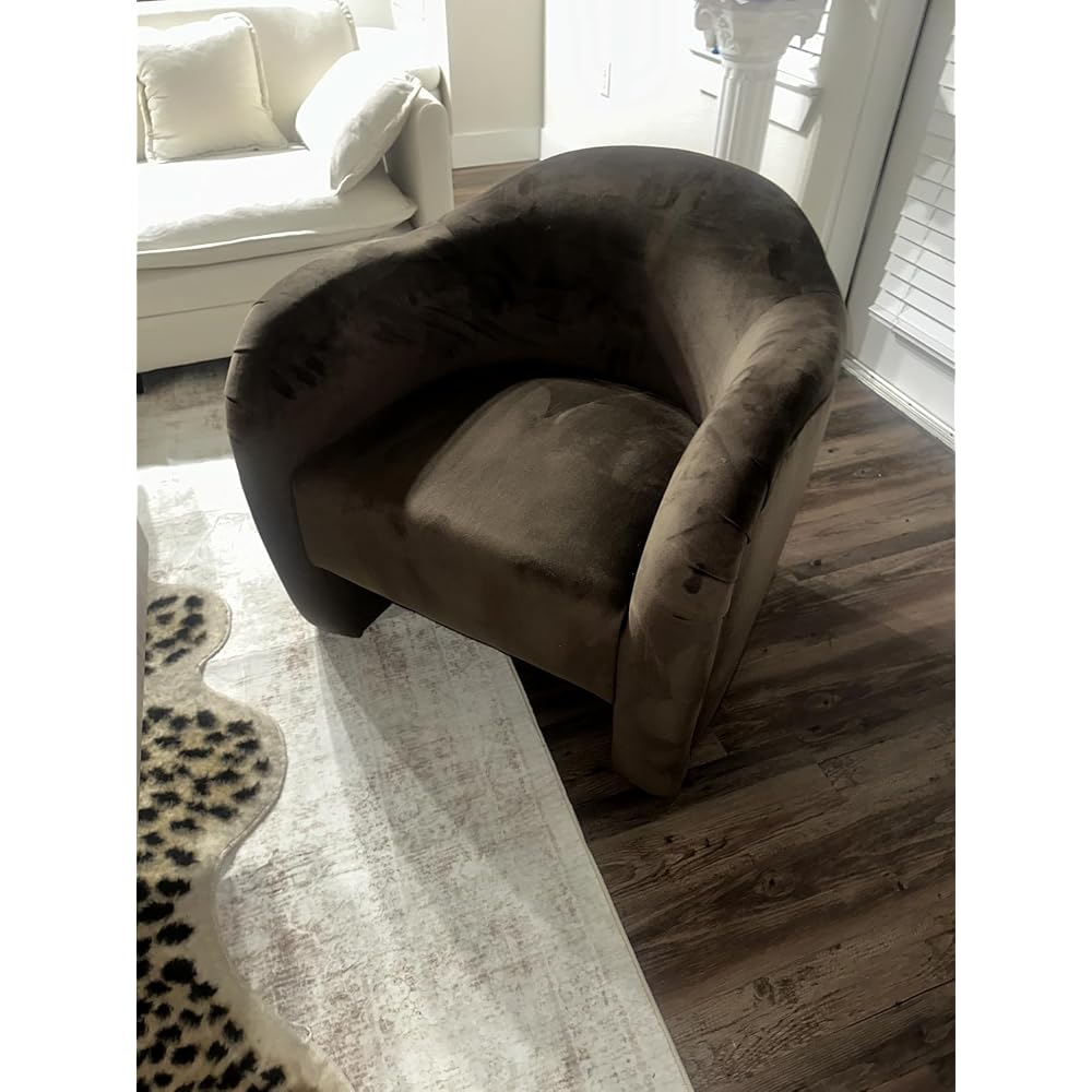 Modway Compose Barrel Chair with Performance Velvet Fabric in Storm Gray – Upholstered Accent Armchair with Curved Backrest – Cozy Lounge Chair for Reading – Round Comfy Single Sofa Club Chair