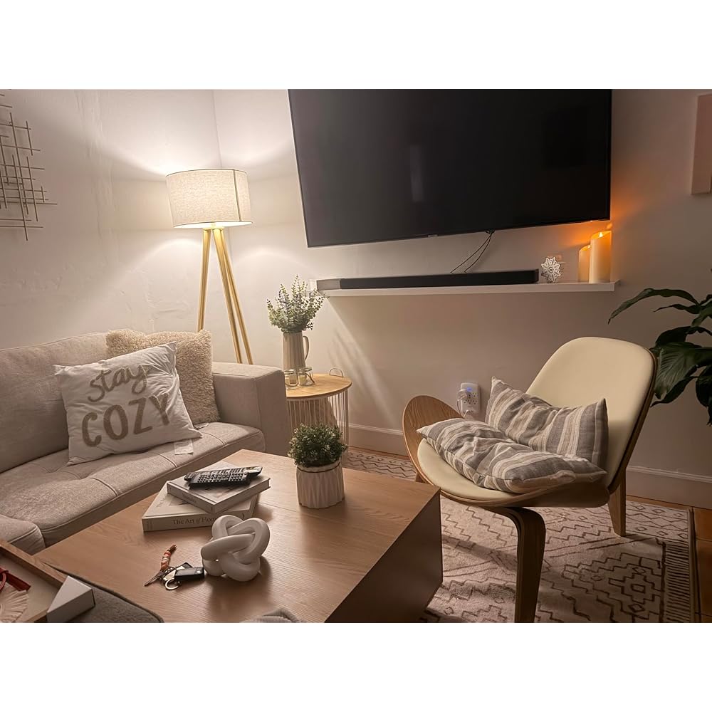Hans Wegner Style Three- Legged Shell Chair Ash Plywood White Faux Leather Accent Chair Living Room Furniture Mid-Century Modern Shell Chair (Wood Color-Black)
